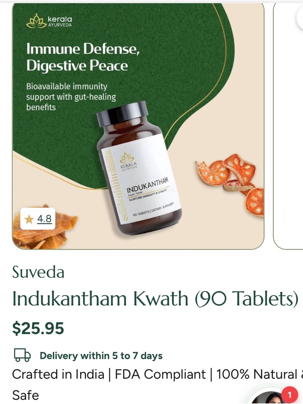 Suveda Indukantham Kwath Immune Support Tablets - Brown & White
